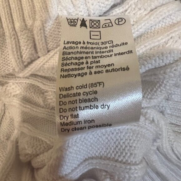 ✨ Lacoste White Cable Knit Sweater Size 9 – 100% Cotton – Classic Croc Logo ✨ - Picture 4 of 11